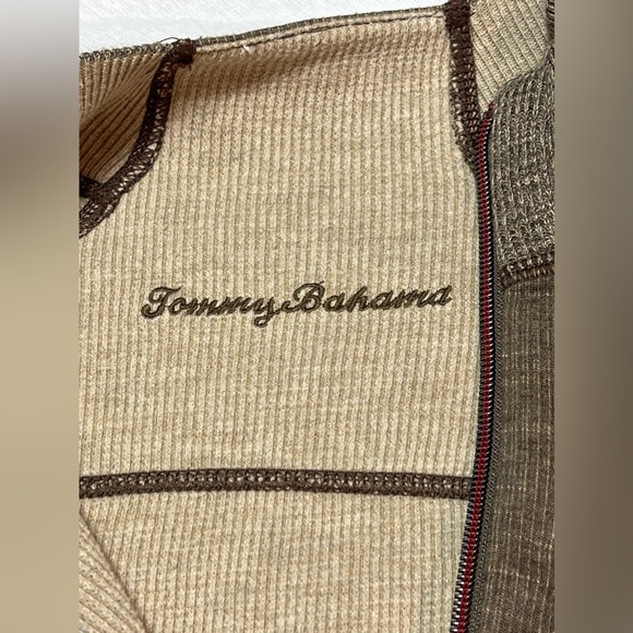 Tommy Bahama Sweater Mens XL Reversible Brown Long Sleeve Zipper Cotton - Picture 6 of 8